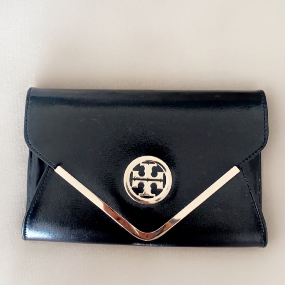 Tory Burch black envelope clutch